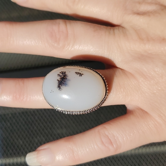 New Dendritic Opal 925 Silver Ring. - Picture 5 of 12